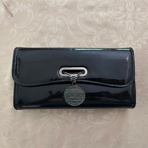 Christian Louboutin Black Patent Leather Riviera Flap Clutch Bag